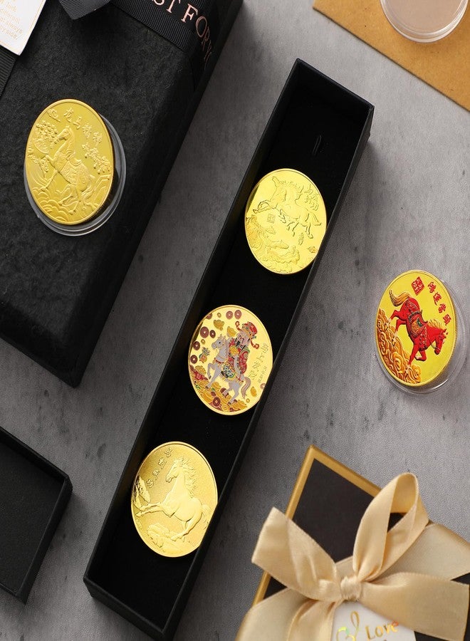 Quelay 5 Pcs Chinese Lucky Coin 2026 New Year of The Horse Chinese Zodiac Coins Golden Chocolate Coins Commemorative Novelty Metal Specie for Blessing Souvenir Office Fortune Collection Gifts - Image 5